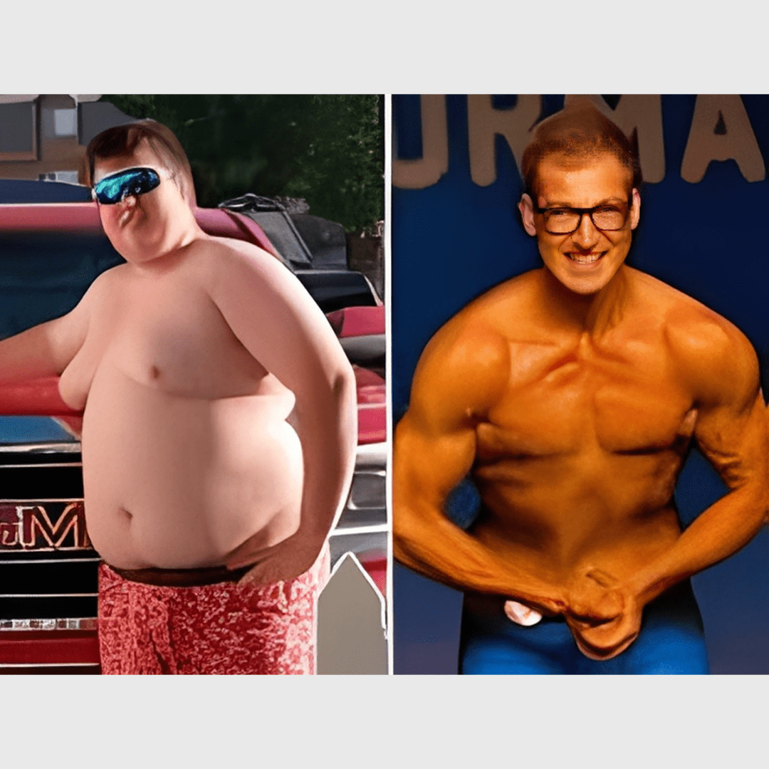 Bodybuilder poses after weight loss