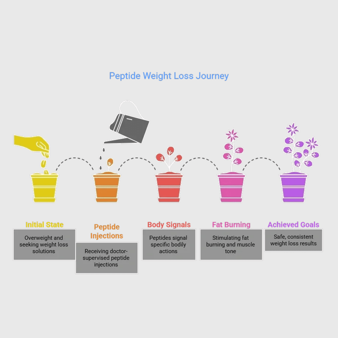 Peptide weight loss journey illustration
