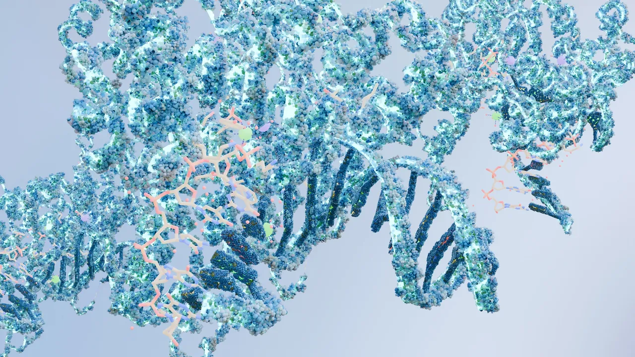 Molecular structure with blue and white details Molecular structure with blue and white details