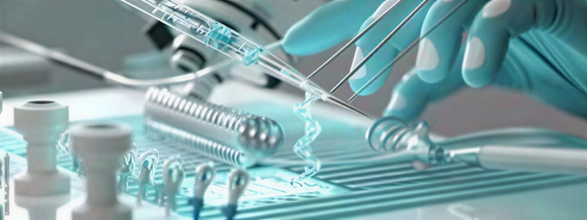 Scientist handling laboratory instruments