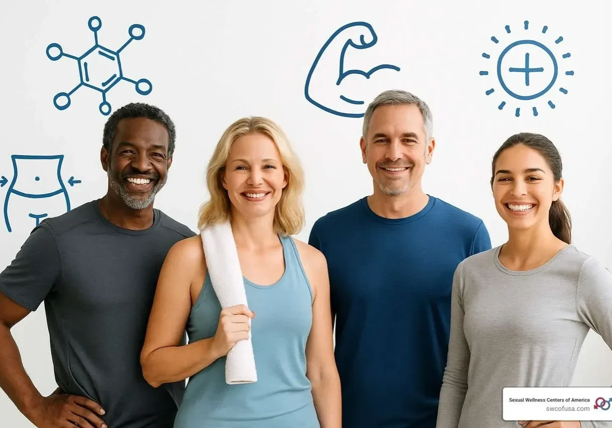 Diverse group posing in activewear