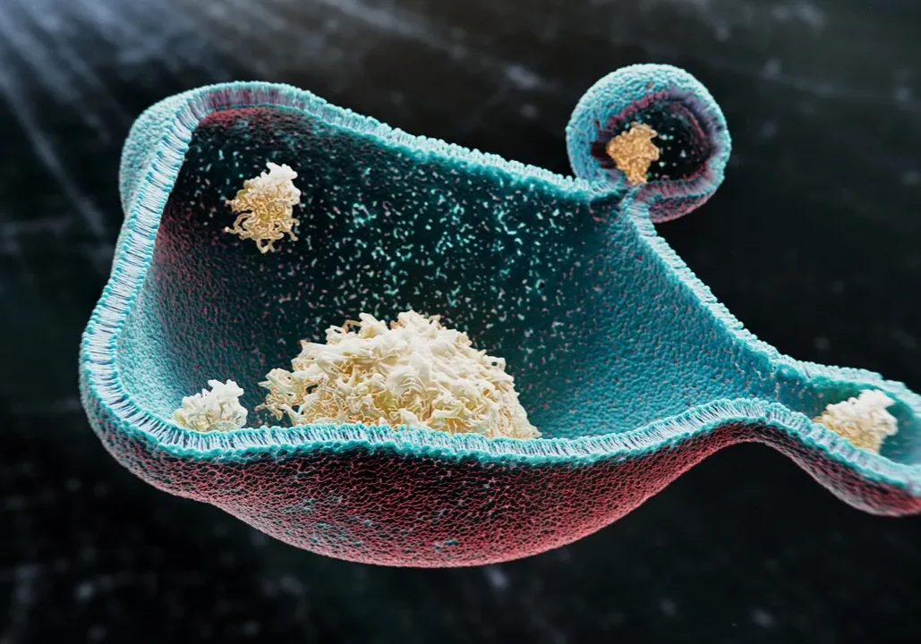 Vesicle in action under a microscope