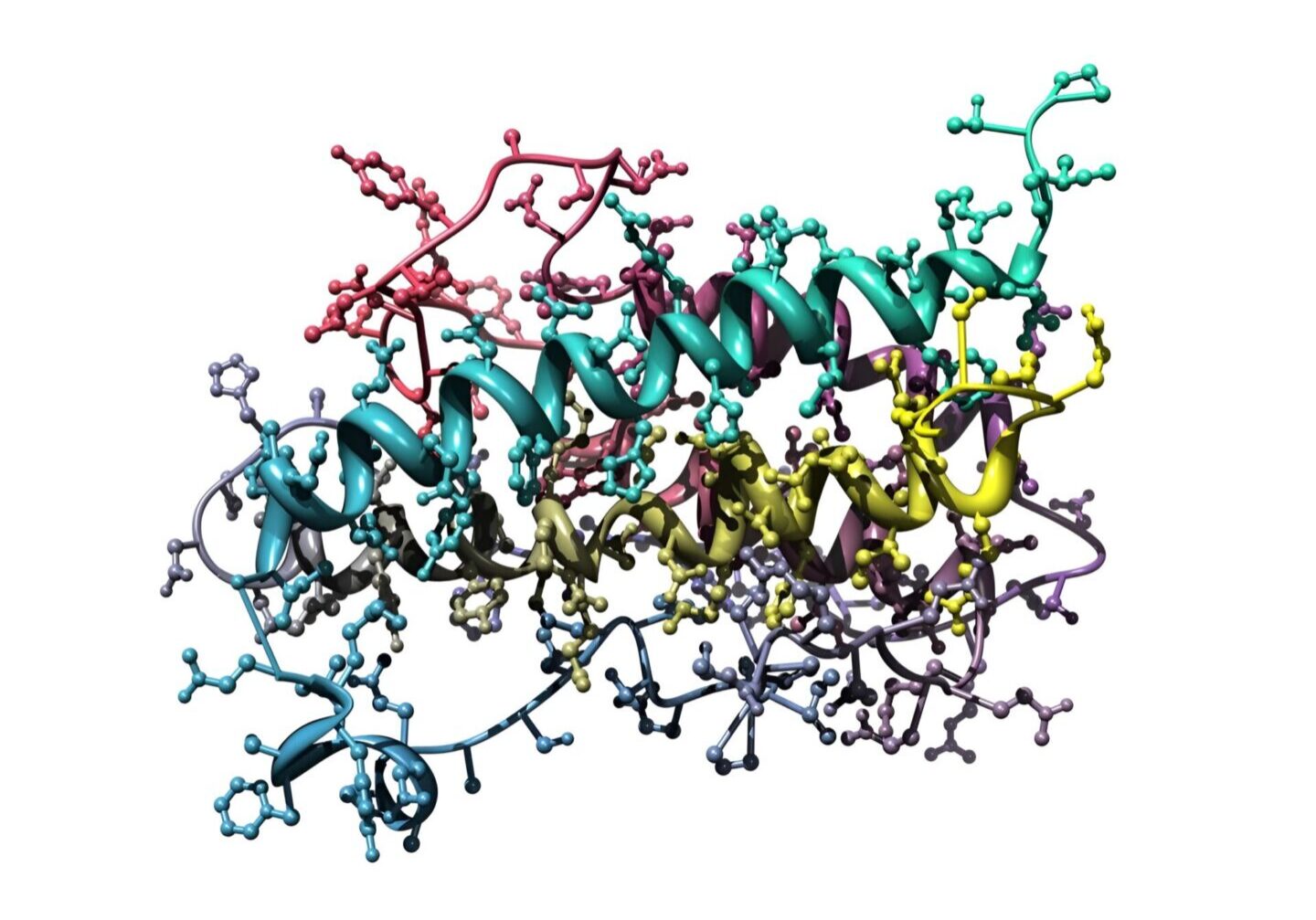 Colorful protein molecule structure visualization